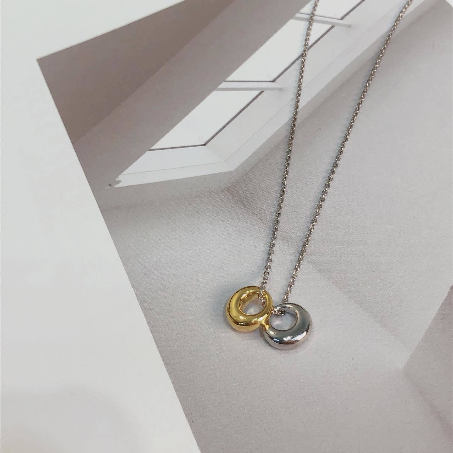 韓國雙色圓環鎖骨鍊