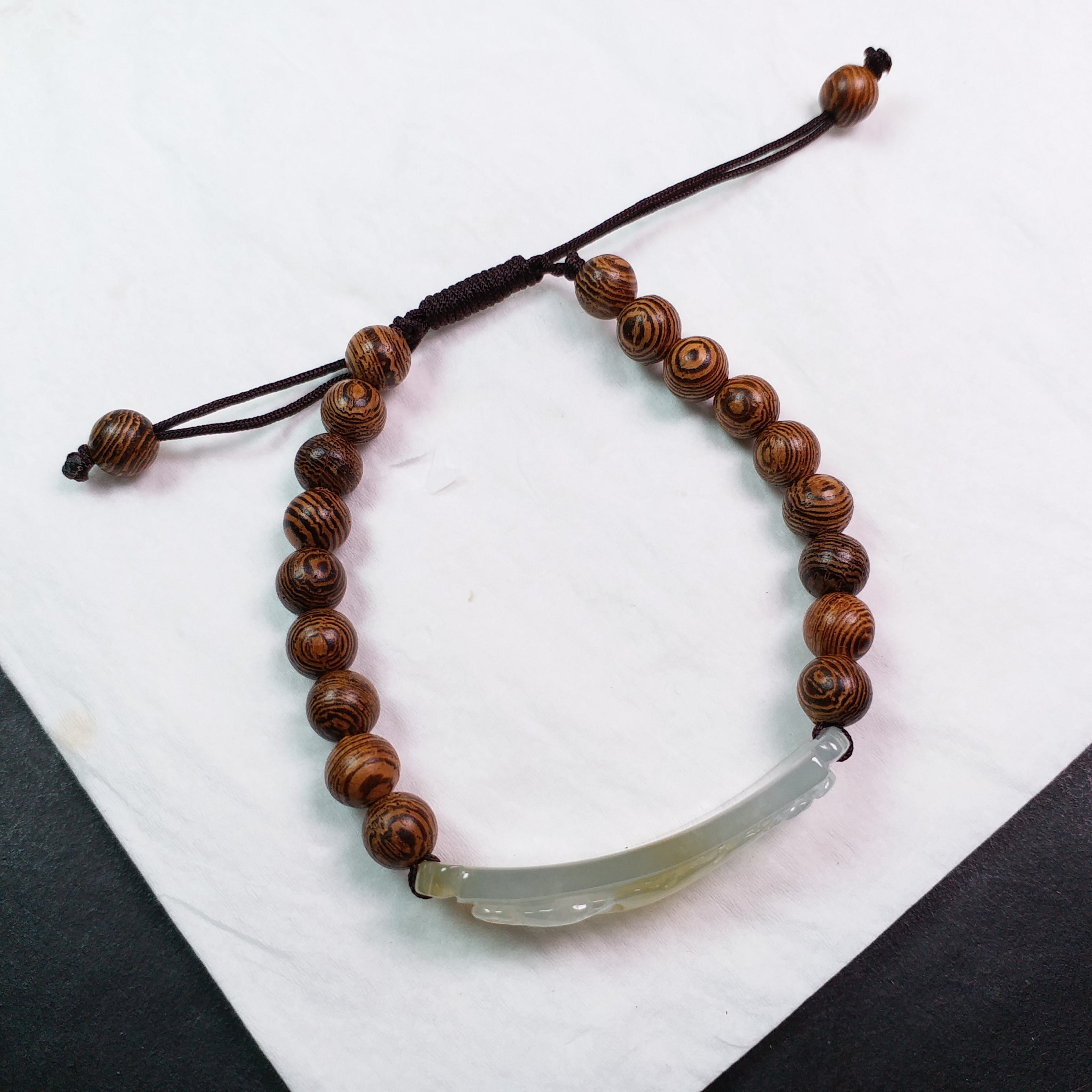 J1773 冰黃翡鳳凰手牌配木子珠串