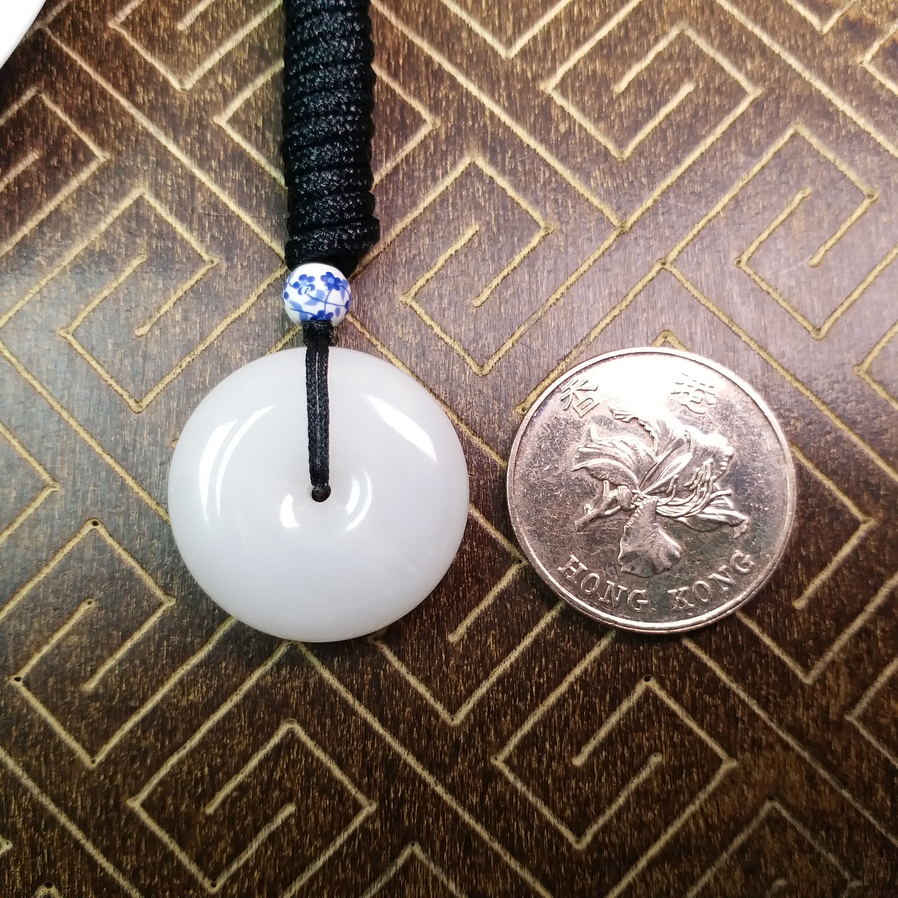 和田玉脂白平安扣 (25.2mm直徑), 天然和田玉軟玉