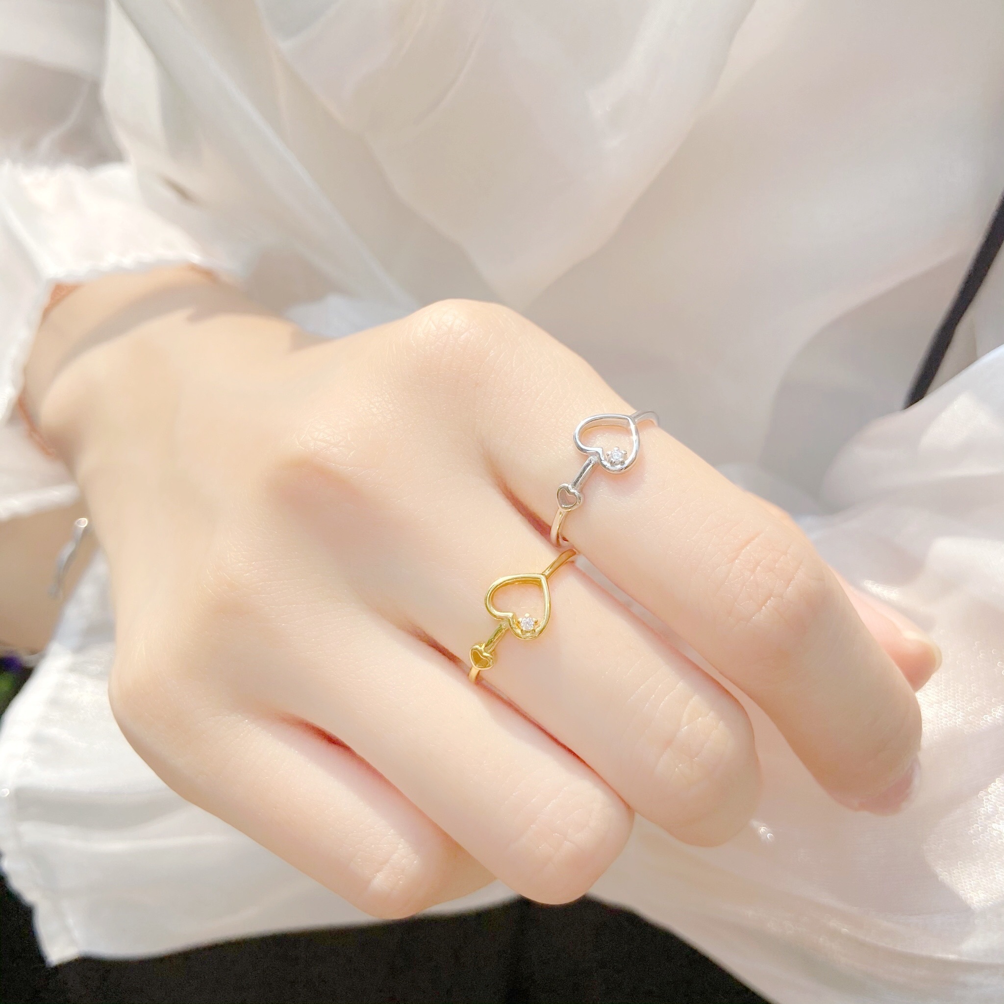 | 925純銀・ 白金 | 心心鑰匙戒指 | RI0233 |