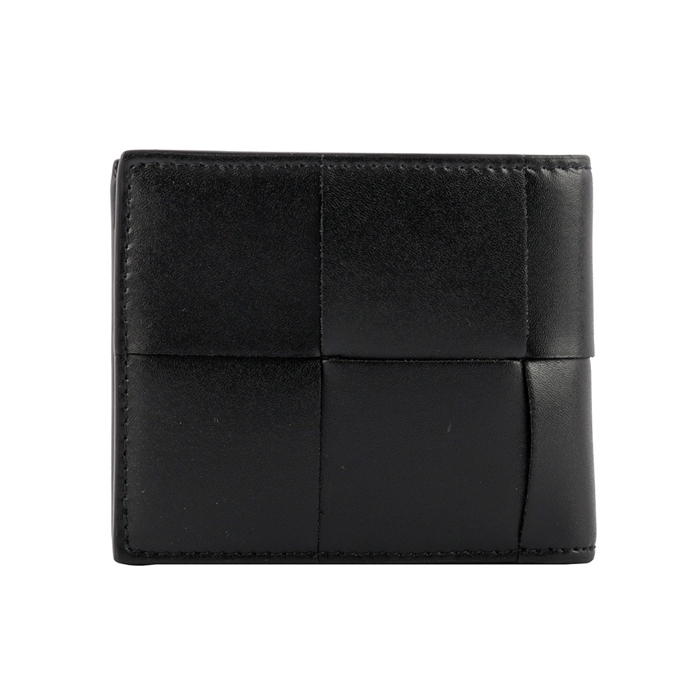 【BOTTEGA VENETA】新款小牛皮大格編織對開6卡短夾