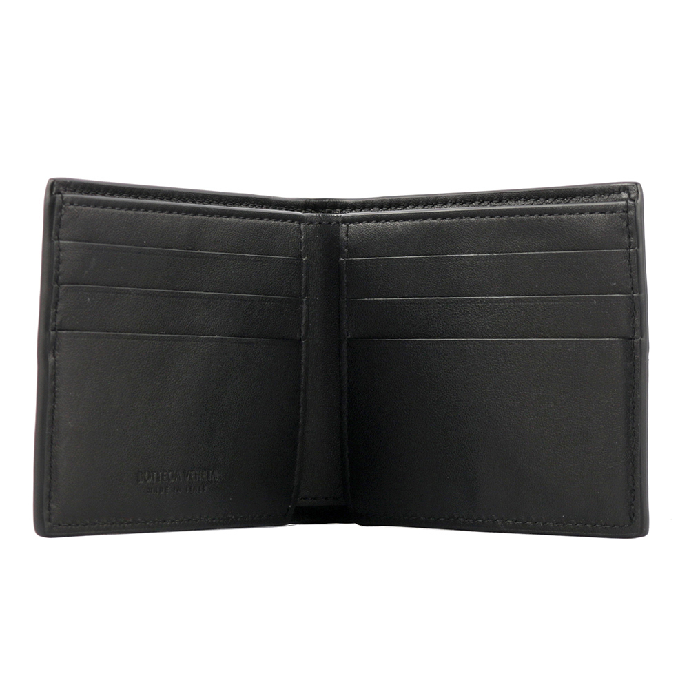 【BOTTEGA VENETA】新款小牛皮大格編織對開6卡短夾