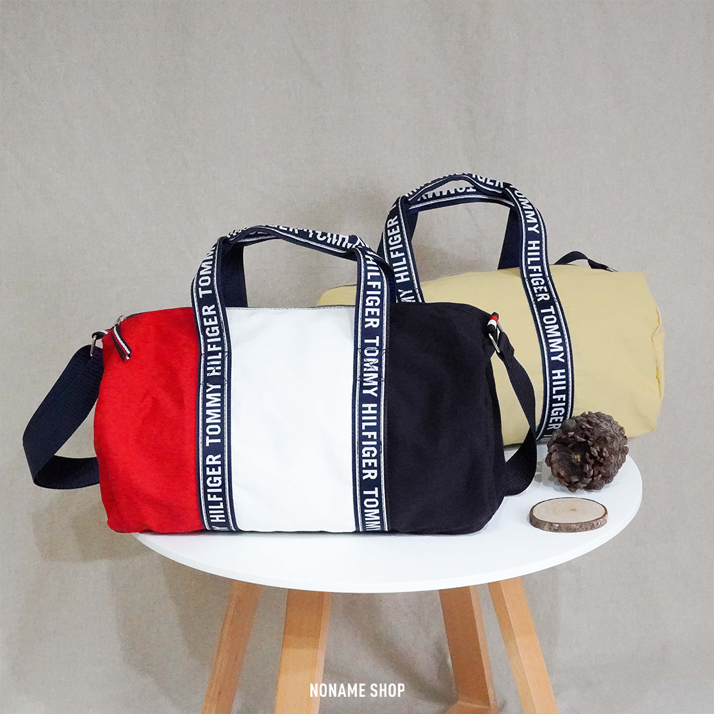 TOMMY HILFIGER 串標 帆布 旅行袋 行李袋 健身包 包包 卡其色