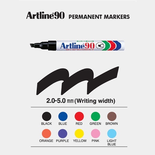 Artline 雅麗 #90 箱頭筆 (方咀 2-5mm) 9色可選