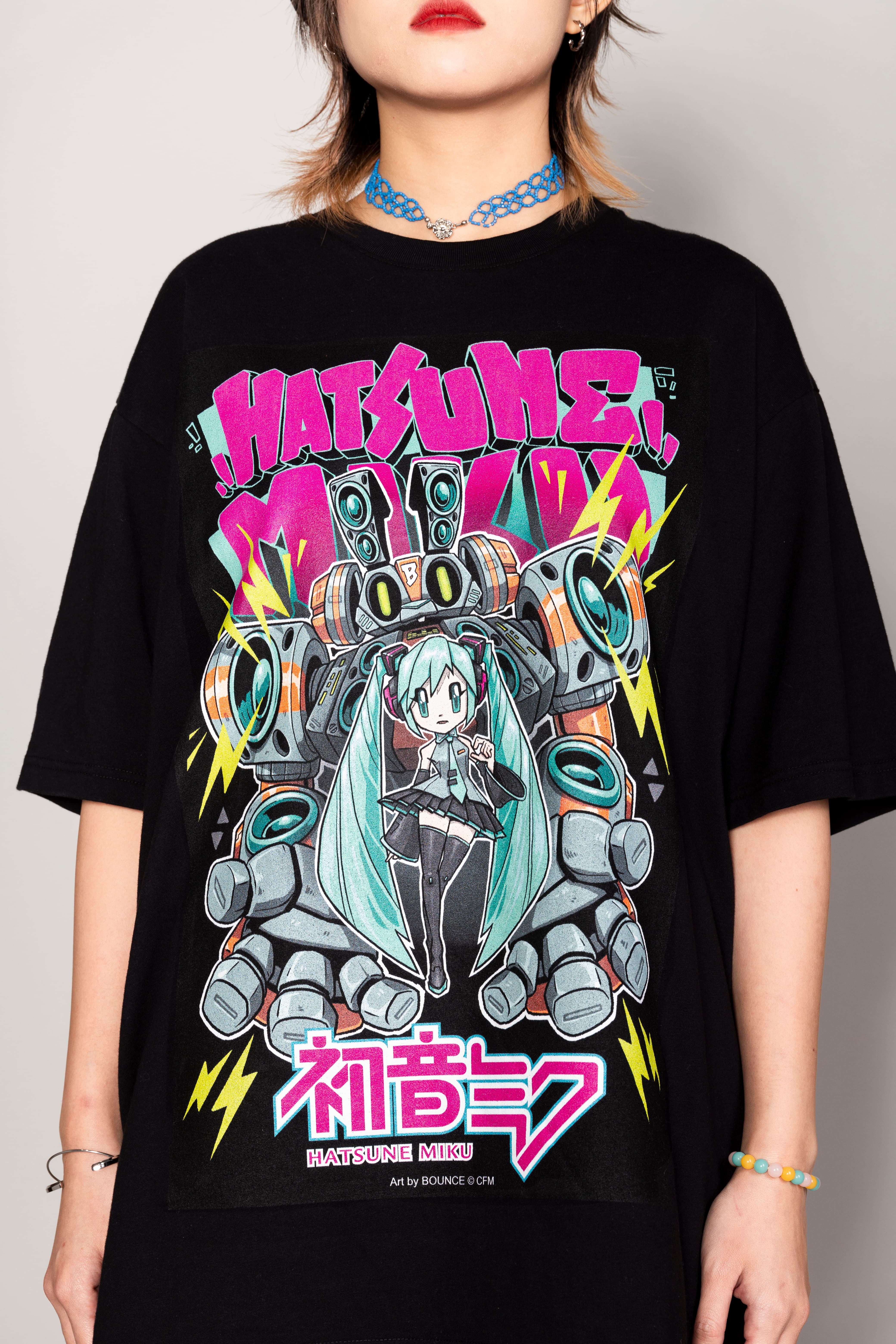 初音未來xBOUNCE 短袖T恤上衣-黑