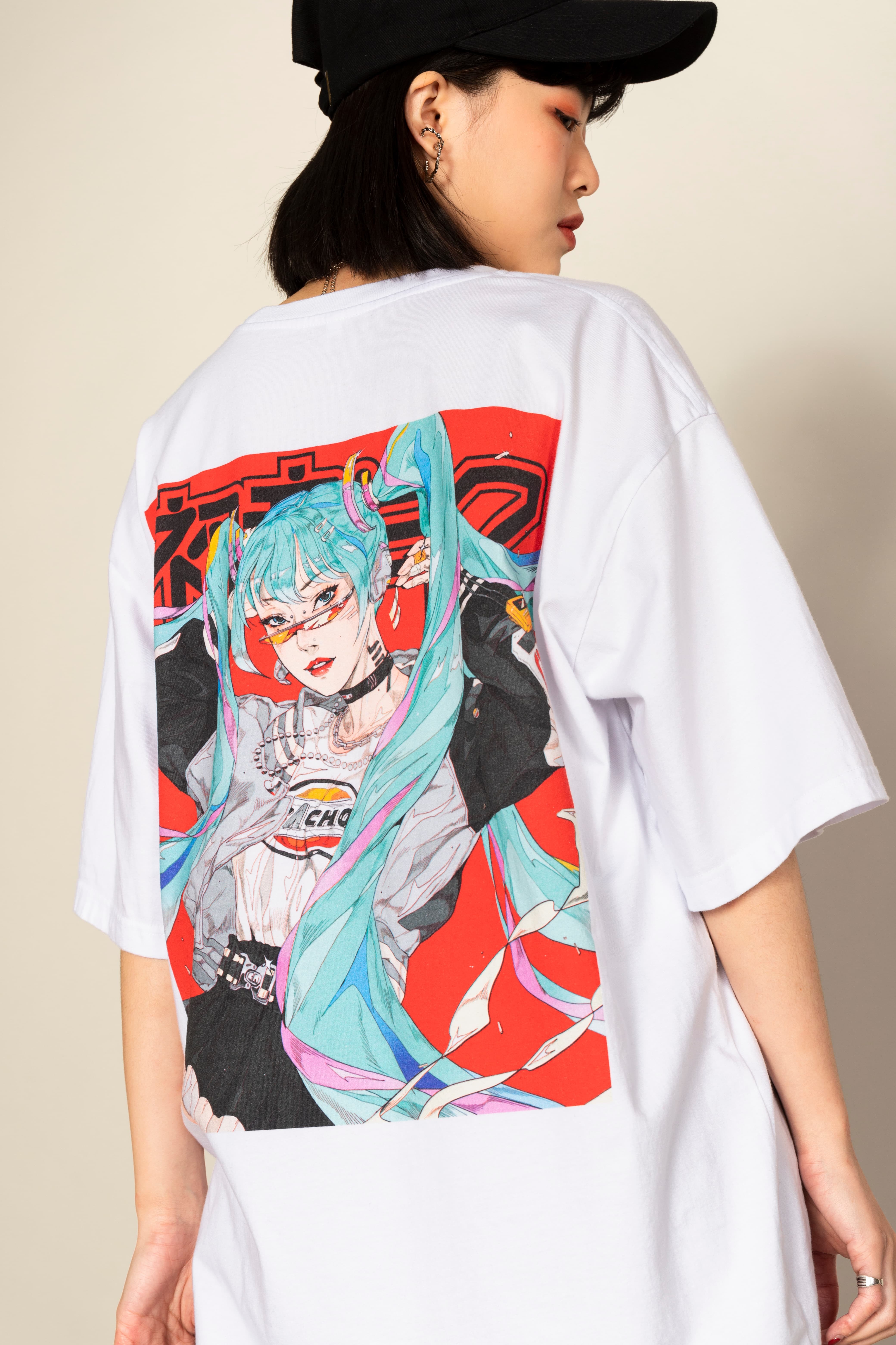 初音未來xCa Chou 短袖T恤上衣-白