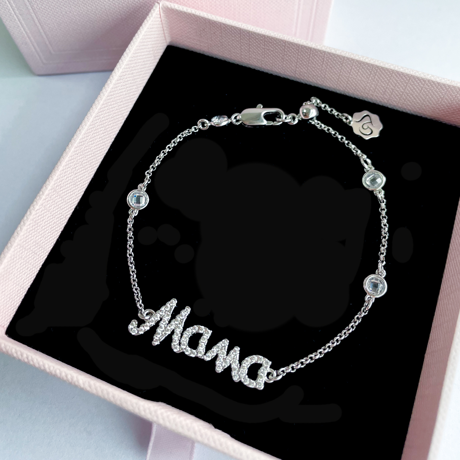 Crystal "MAMA" Bracelet (Silver)