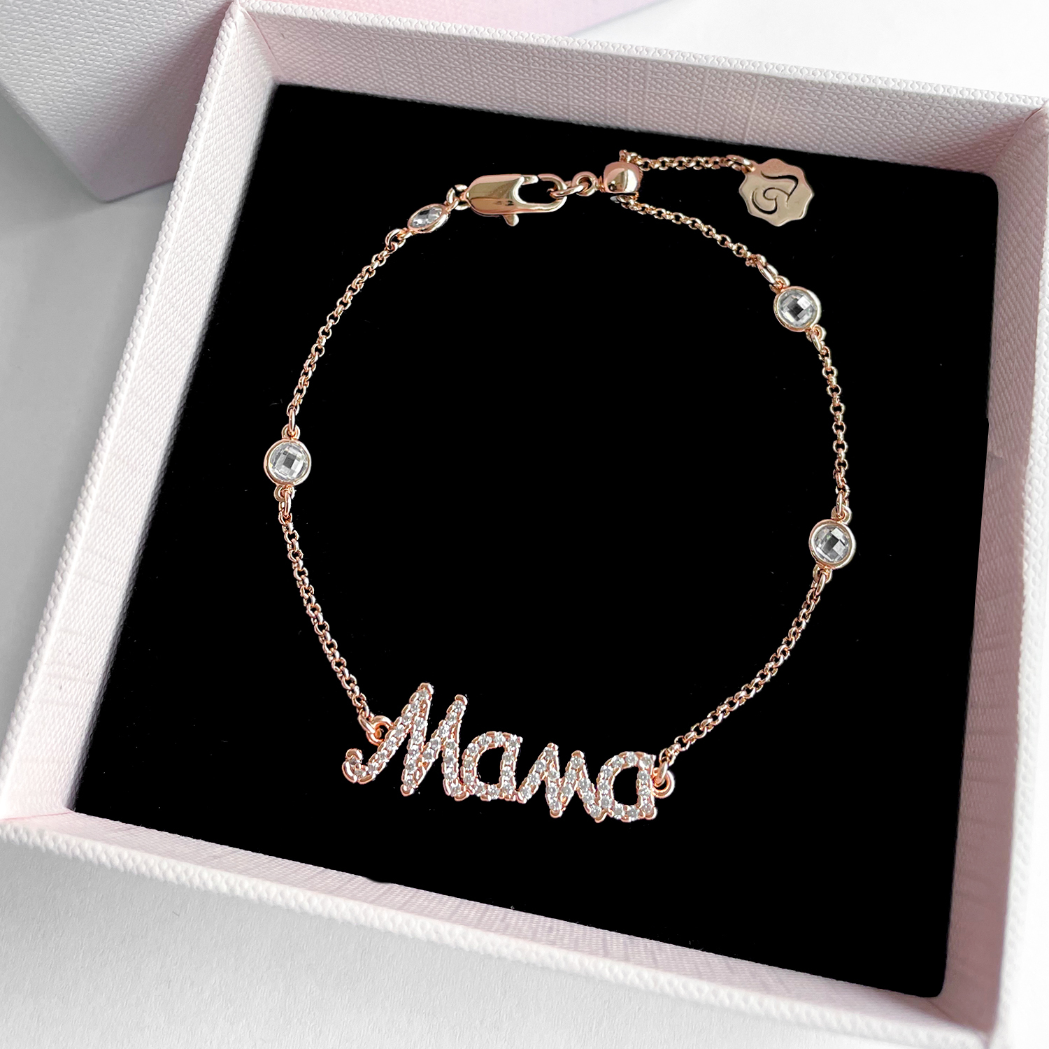 Crystal "MAMA" Bracelet (Rose Gold)