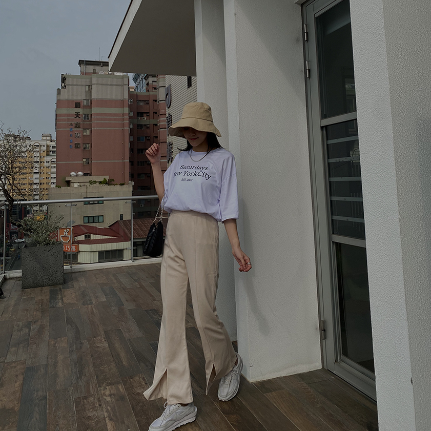 前開衩中線微喇叭棉質褲*3色