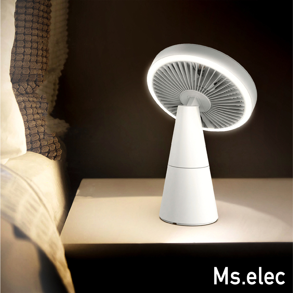 LED循環涼風桌扇 (四段風力/環燈夜光/自由旋轉/舒眠自然風/香薰擴散)