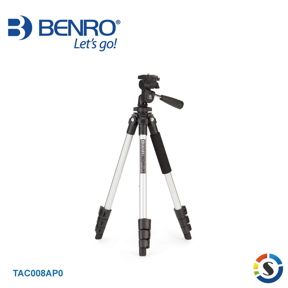 BENRO百諾 TAC008AP0 鎂鋁合金扳扣式三向雲台三腳架套組