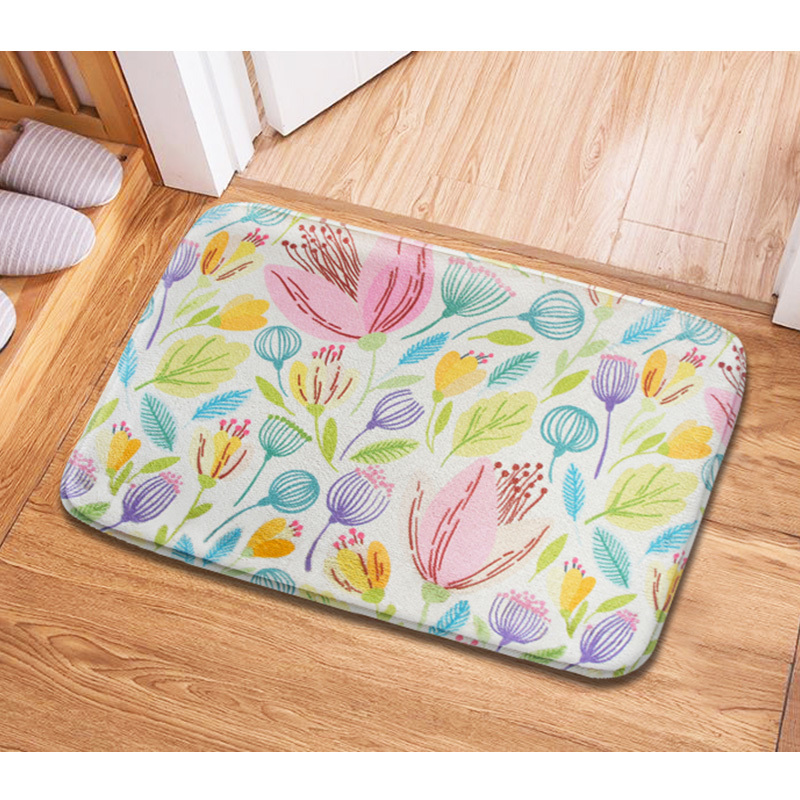 HONE時尚加厚記憶棉止滑踏墊(41x62cm)-花卉粉A