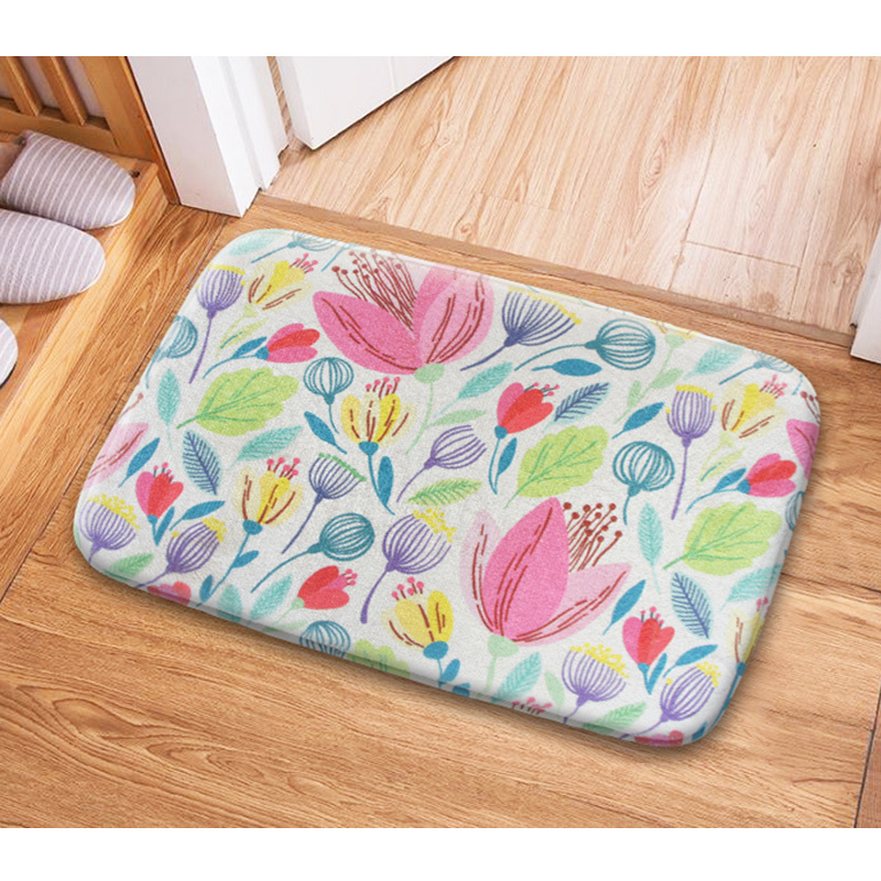 HONE時尚加厚記憶棉止滑踏墊(41x62cm)-花卉紅B