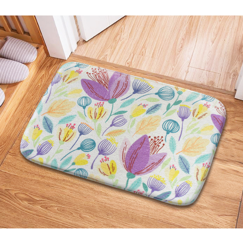 HONE時尚加厚記憶棉止滑踏墊(41x62cm)-花卉紫C