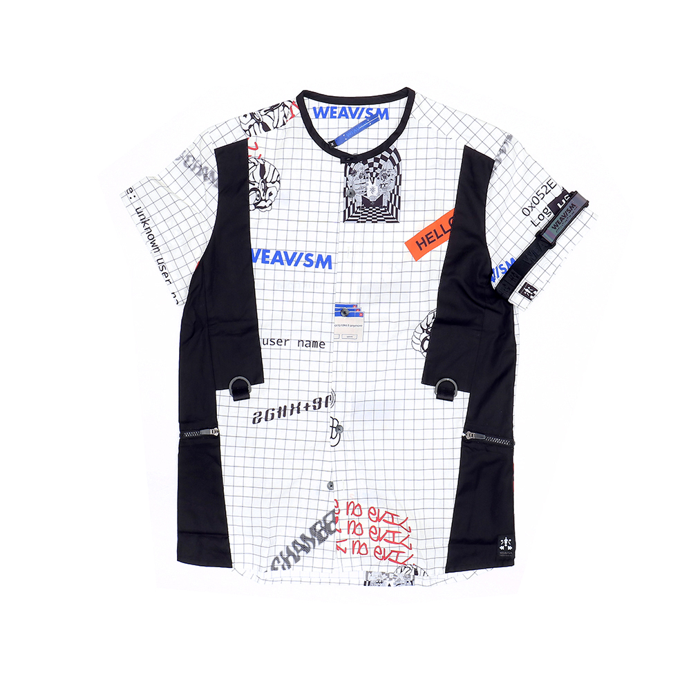 斜剪接短袖襯衫 - 失溫