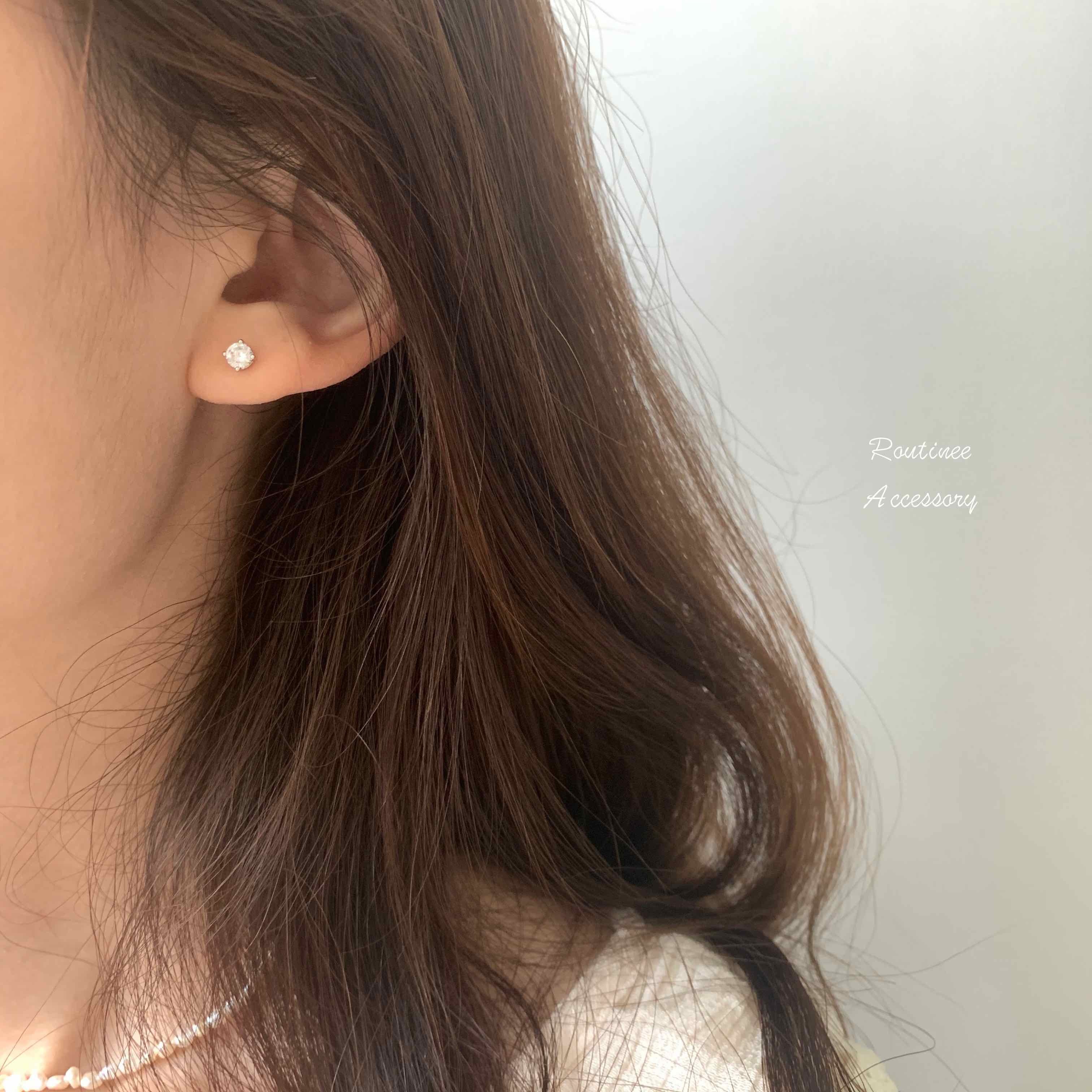 🇰🇷925 silver 經典單鑽耳環｜3 size