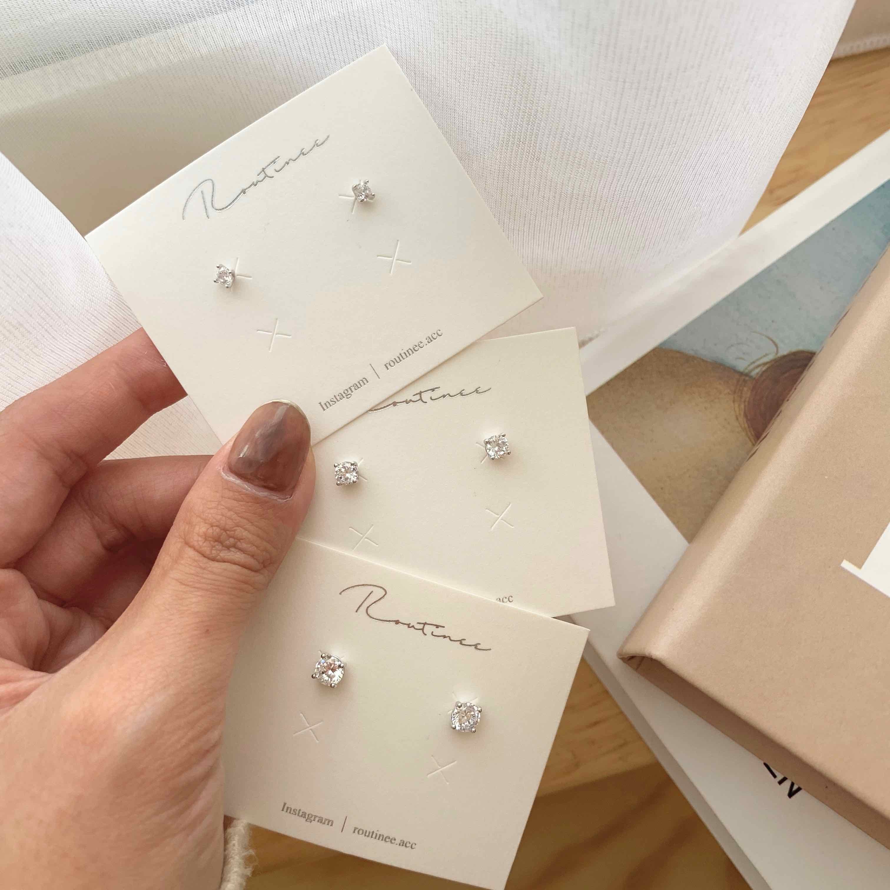 🇰🇷925 silver 經典單鑽耳環｜3 size