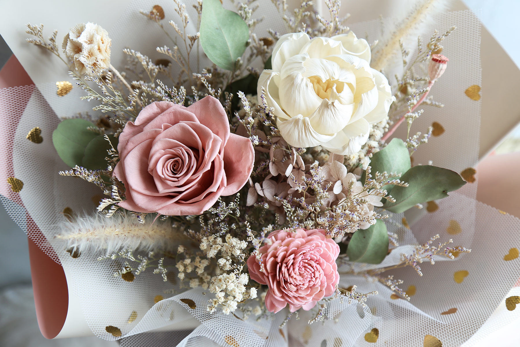 G11｜裸粉色系永生花束