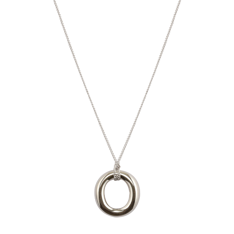 純銀項鍊，女士項鍊 簡約幾何厚圓環；簡單也是目光焦點的存在（1608）