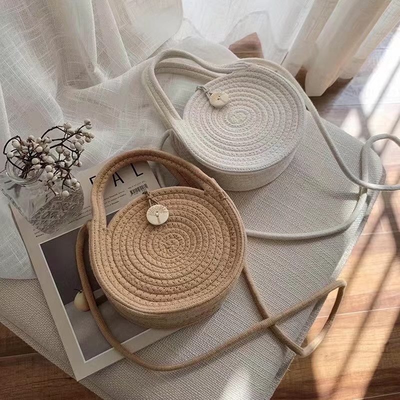 韓風螺旋紋編織圓包/二色