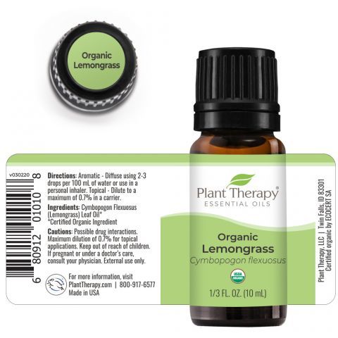 美國Plant Therapy 有機檸檬草 Lemongrass 精油 - 10ml