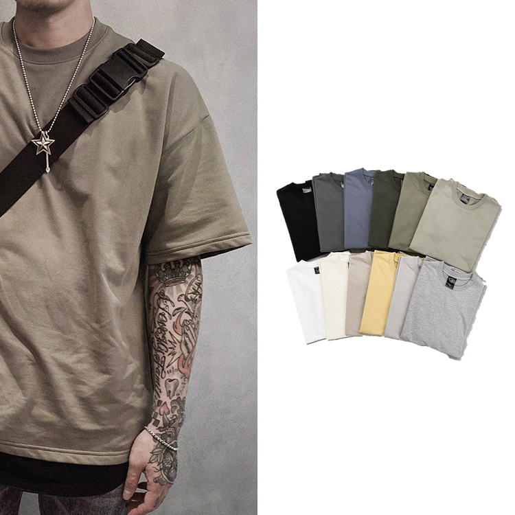 超厚磅素T 寬鬆落肩五分袖短T - S201442