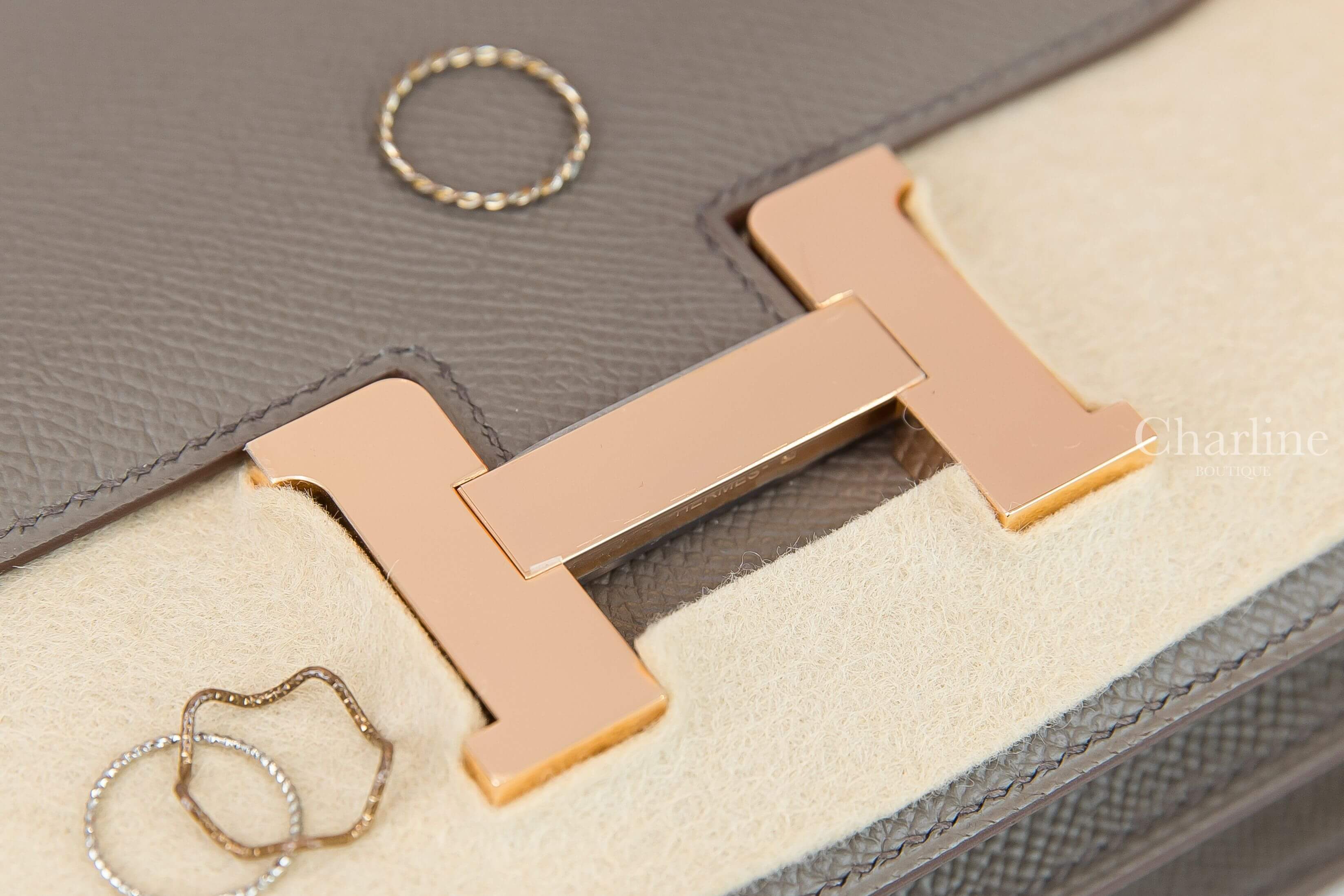 Hermès Mini Constance III 18cm 8F Etain Epsom 錫器灰玫瑰金釦