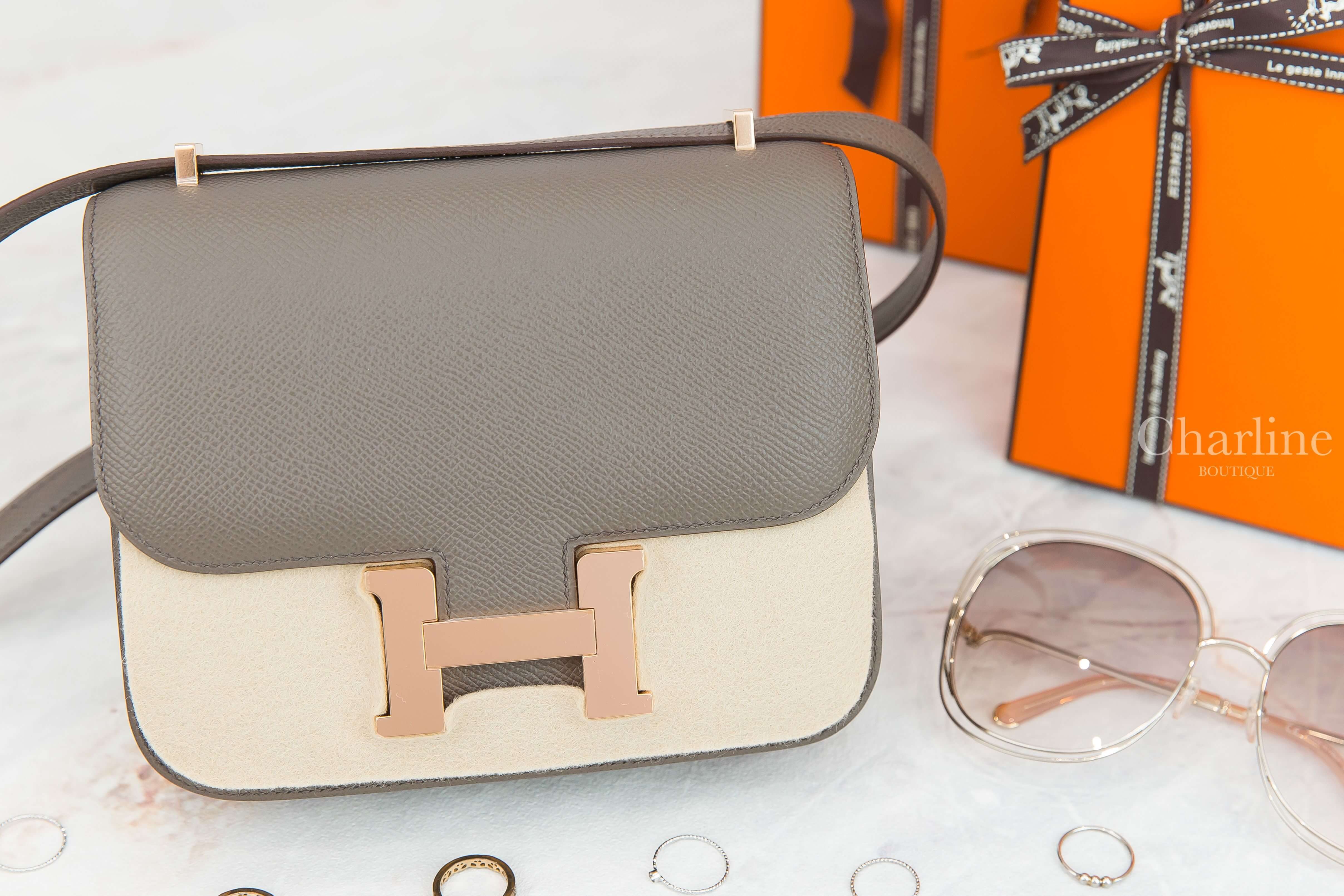 Hermès Mini Constance III 18cm 8F Etain Epsom 錫器灰玫瑰金釦