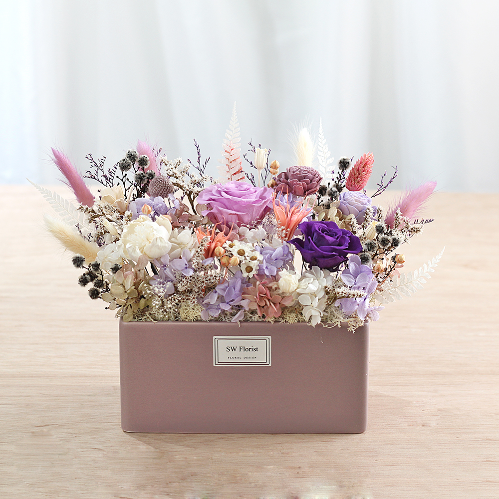 |紫醉睛迷-奢華風-永生花盆栽-開幕祝賀禮-家中布置-大型|