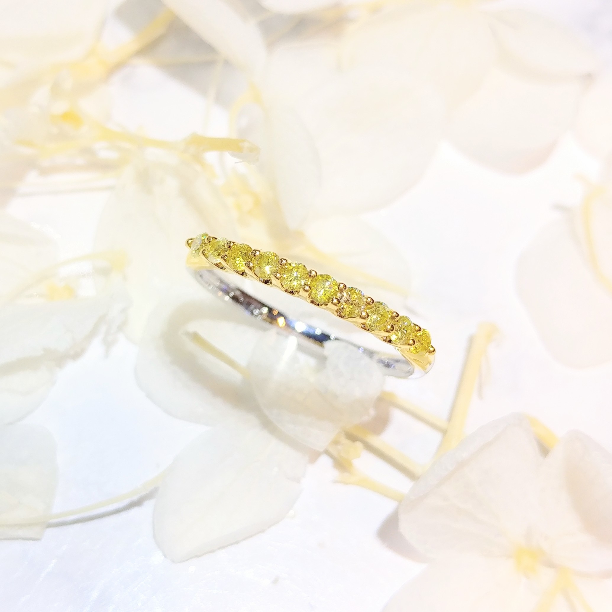 全新18K金27份彩黃鑽石戒指