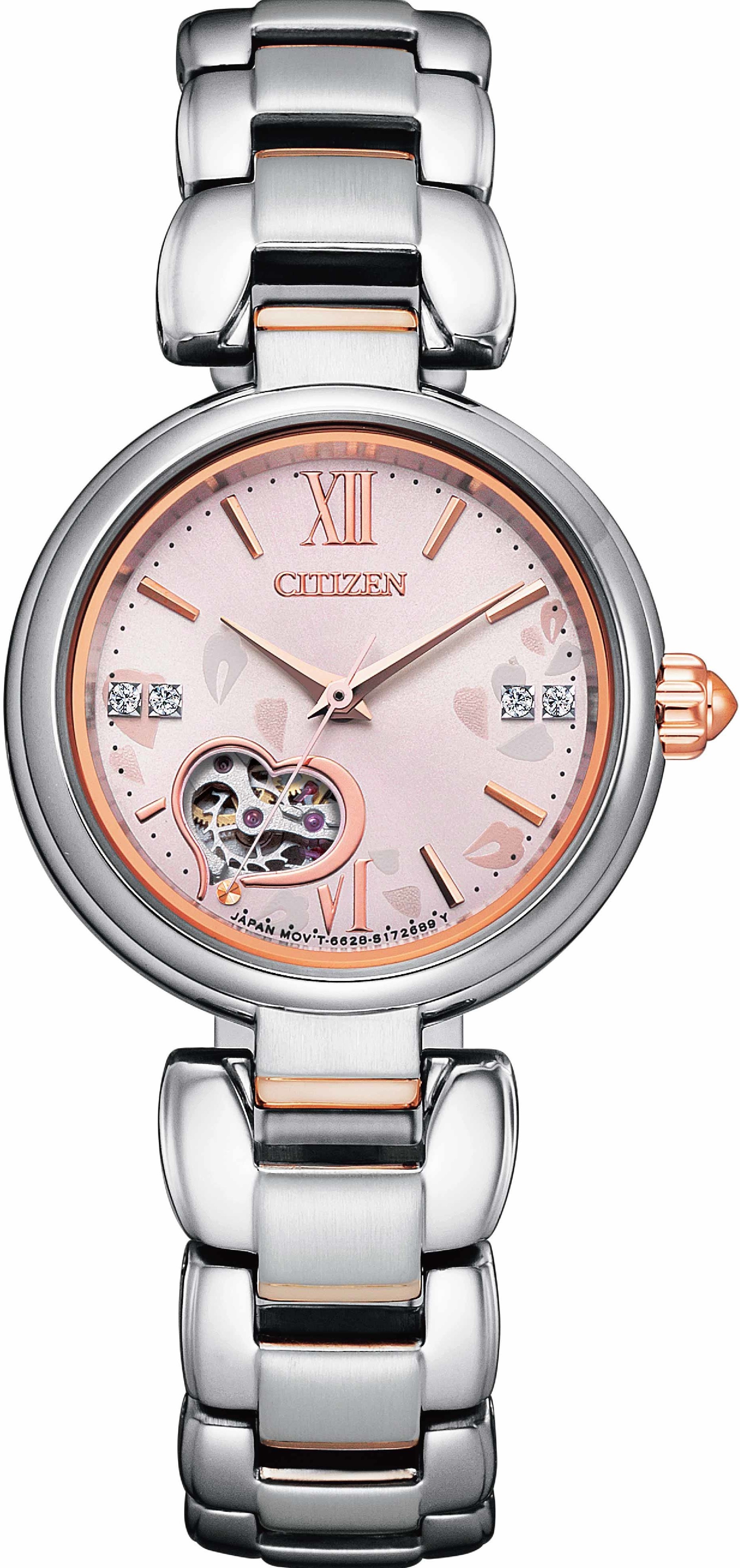 萬年鐘錶 - Citizen 星辰錶 XC女錶 小錶徑愛心花瓣機械女錶   PR1024-84X   錶徑28MM