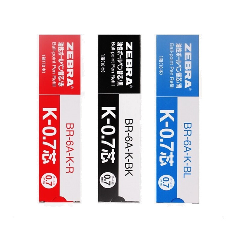 Zebra 斑馬牌 K-0.7 (BR-6A-K) 真美按掣原子筆芯 (1盒10支)