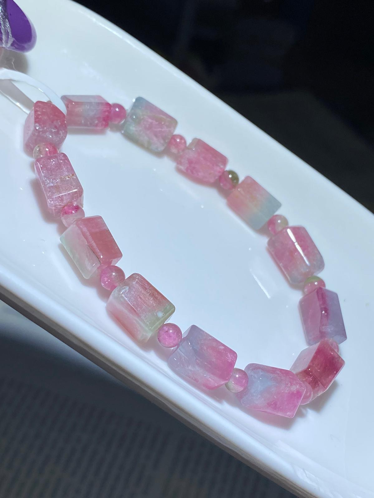 紫粉藍方粒西瓜碧璽