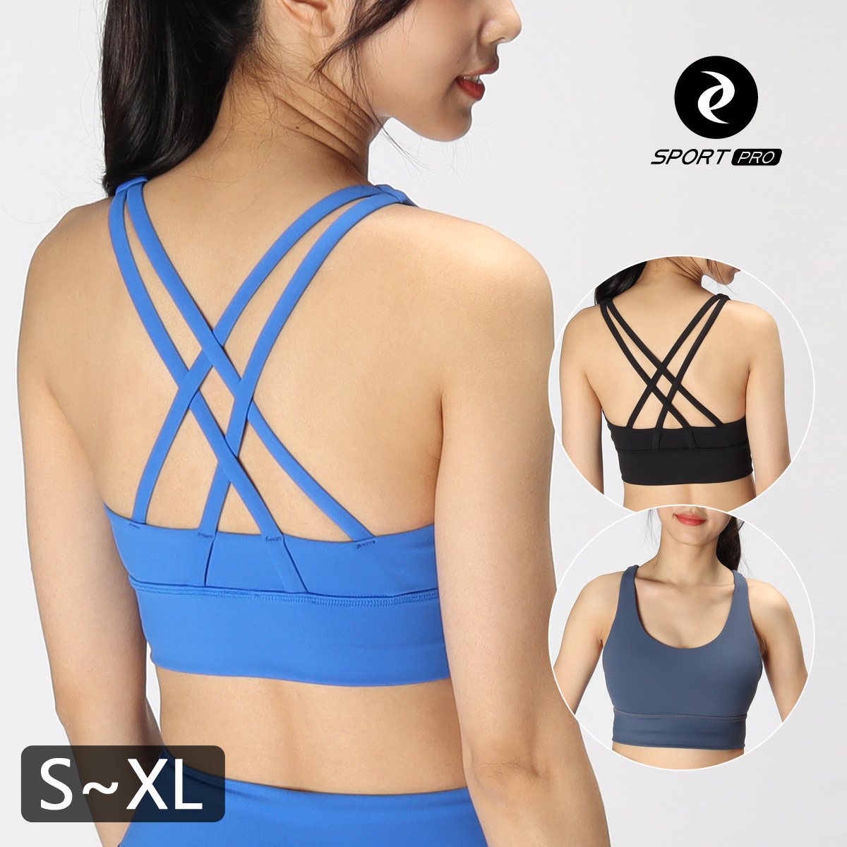 中強度四線交叉美背瑜珈/運動/機能內衣【可換襯墊/上下一致】*