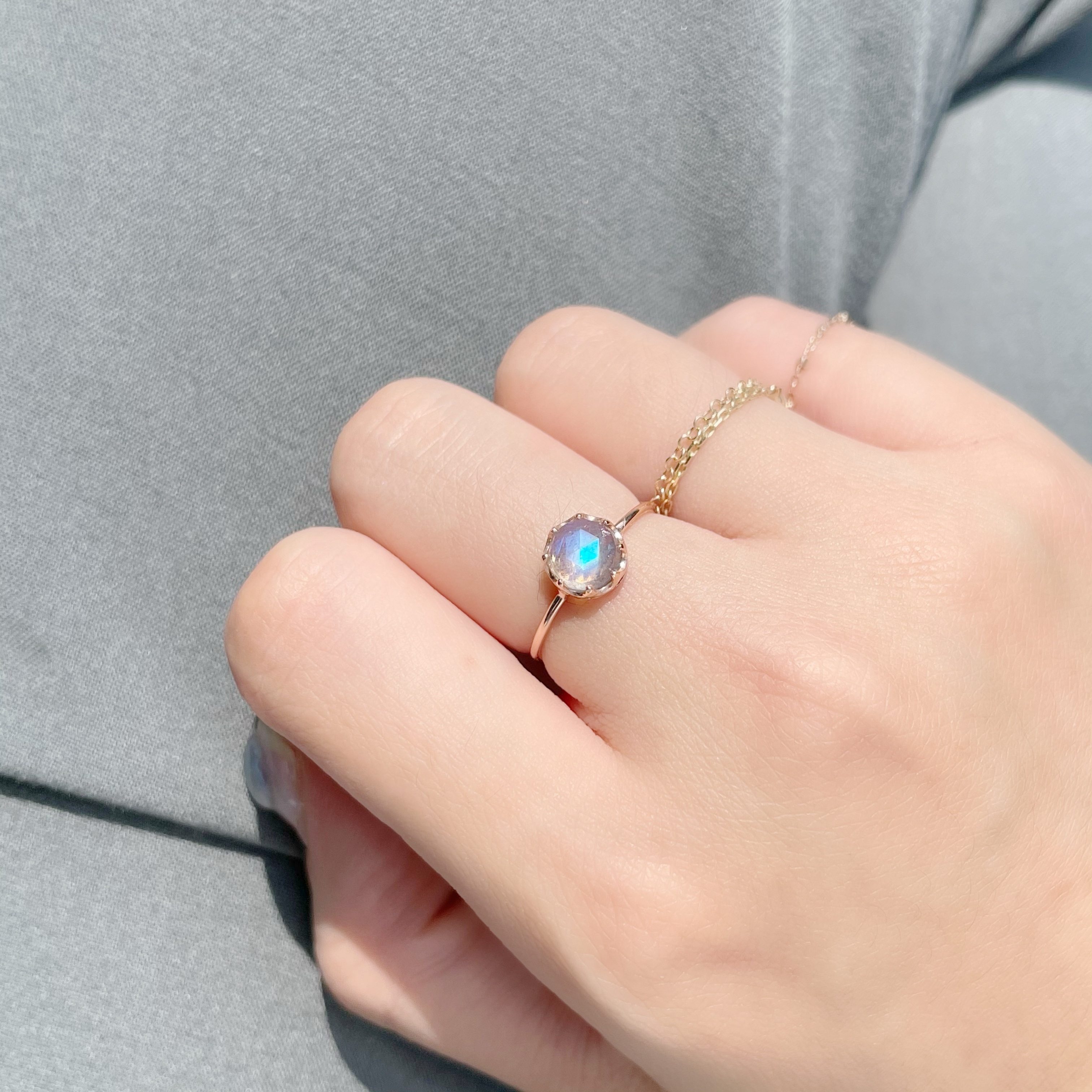 Castle Rosecut拉長石細戒