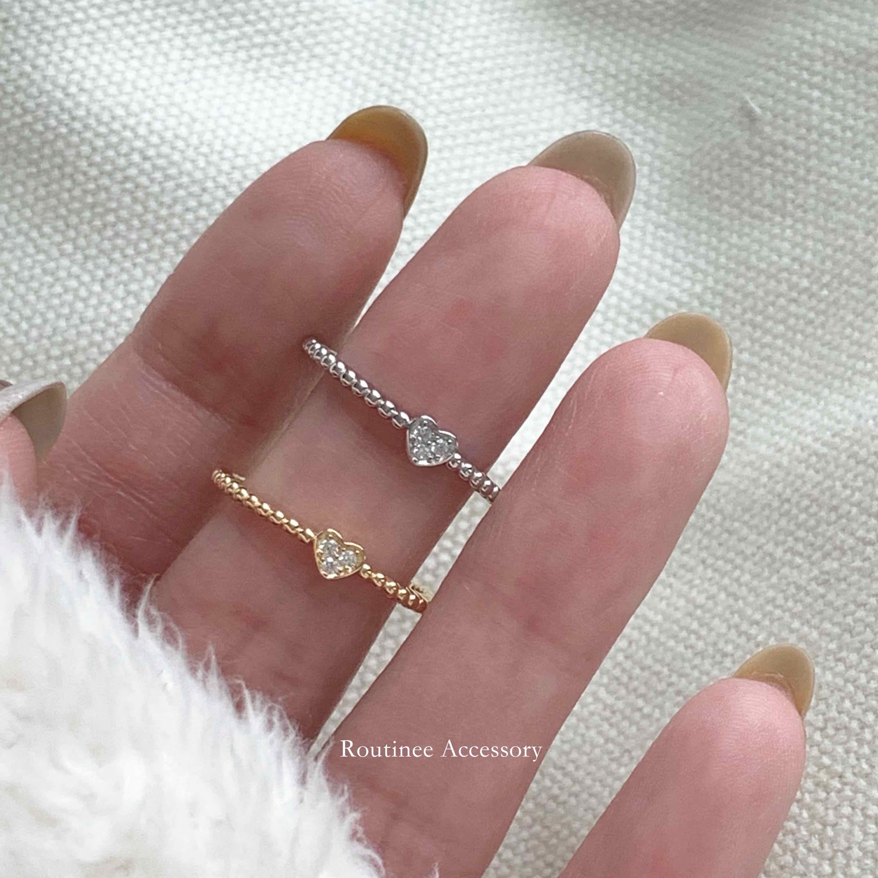 🇰🇷925 silver 最可愛！滿鑽愛心戒指｜2 color