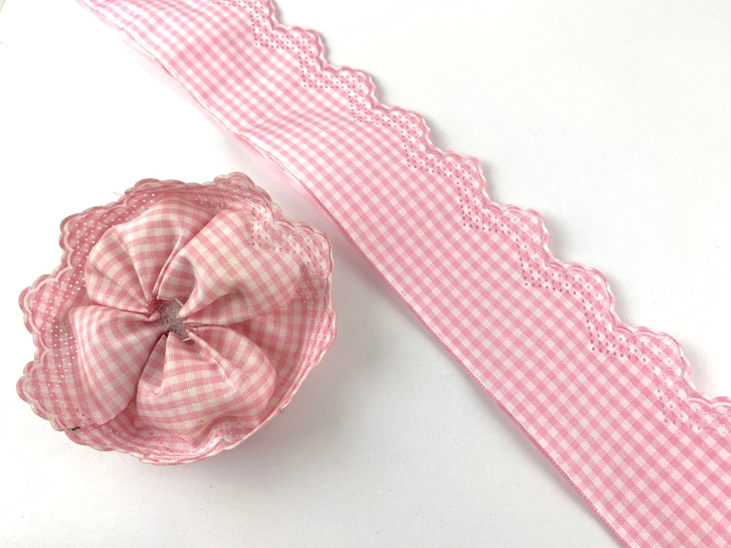 格紋扶桑花邊口袋拉花/50mm