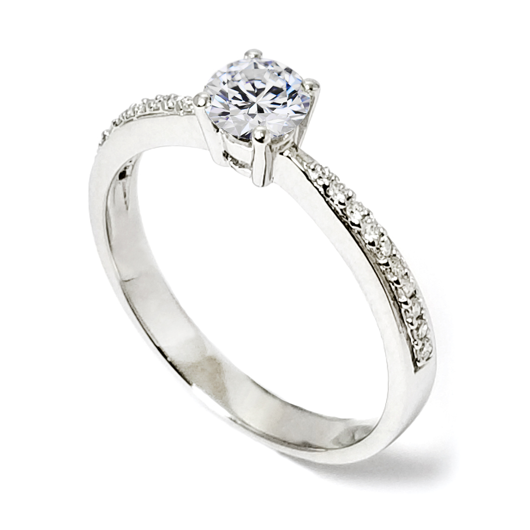 18K白金天然鑽石戒指托