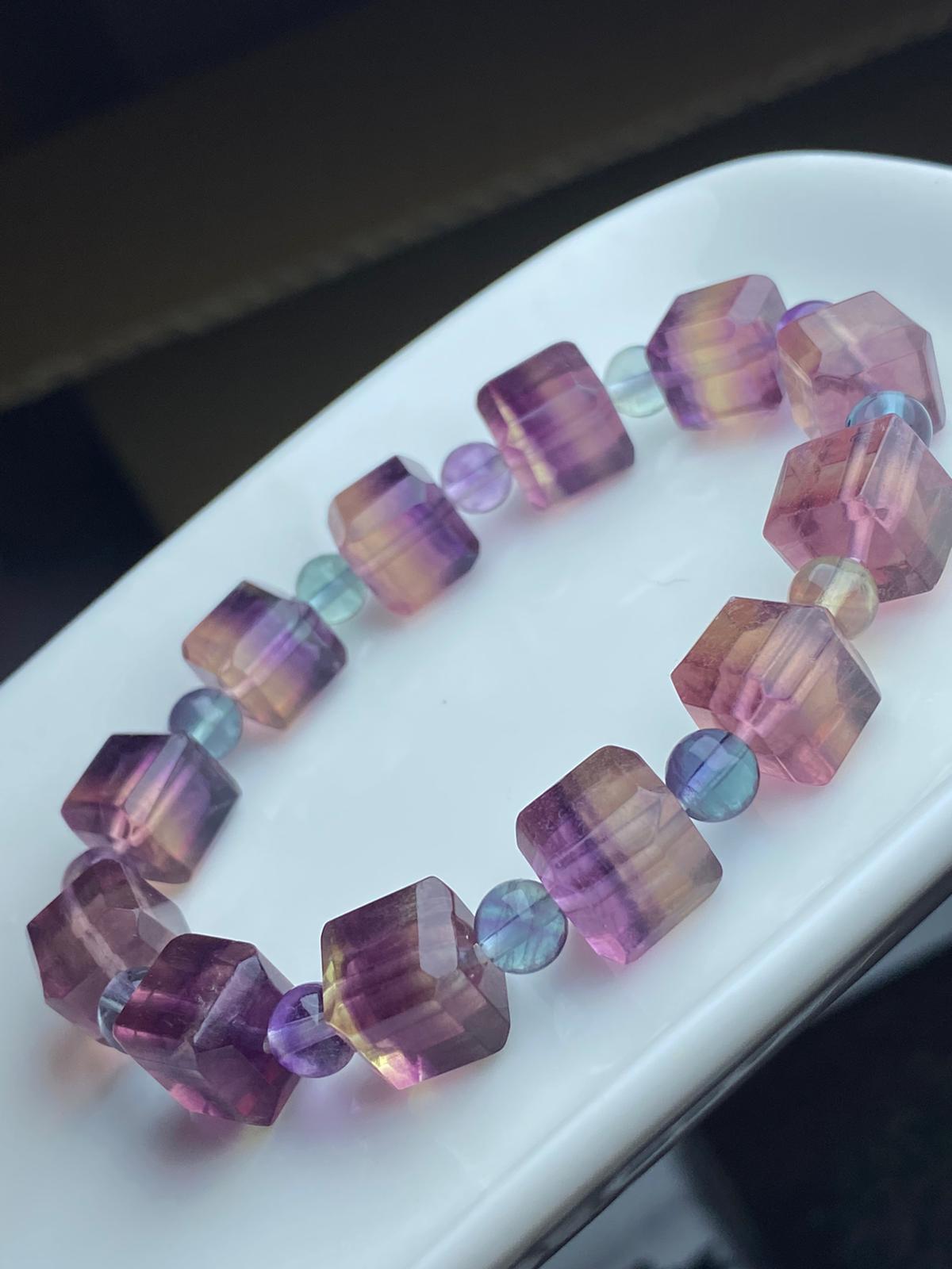 西瓜螢石方塊手串