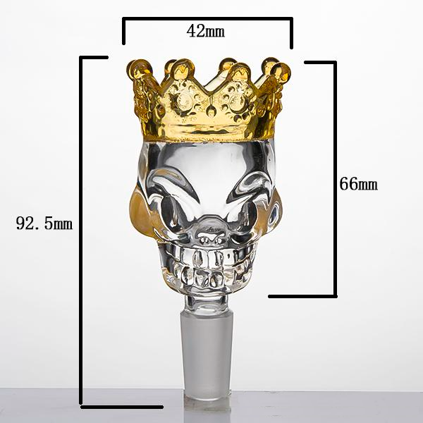 14mm Glass Skull Bowl with Crown 骷髏頭超深玻璃碗