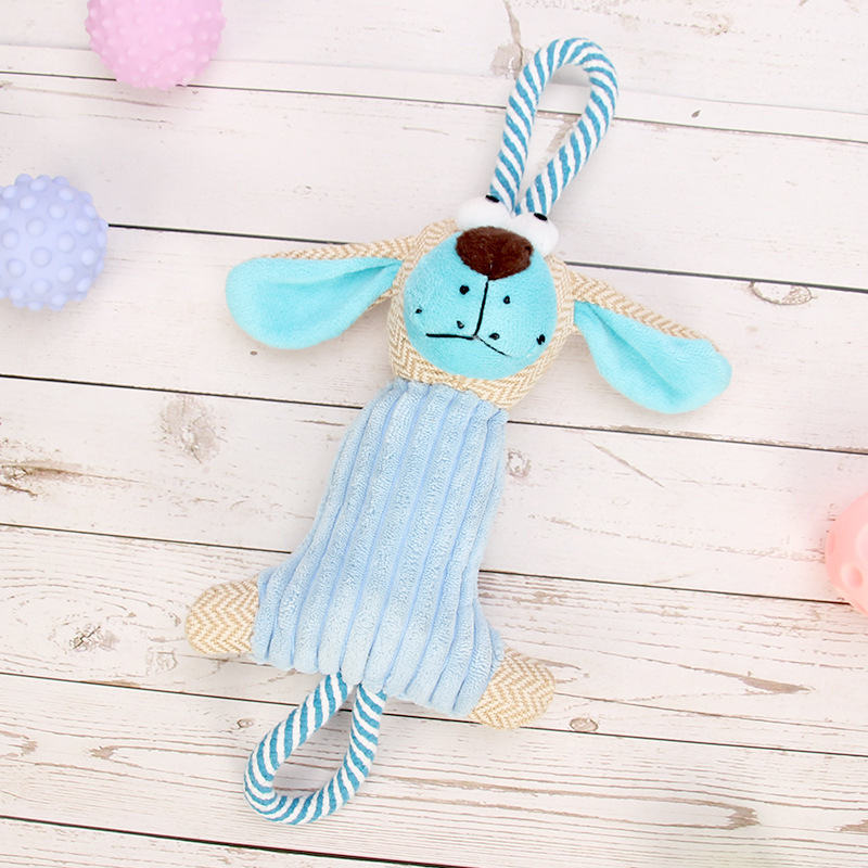 宠物发声棉绳磨牙毛绒玩具 粉色鼠 蓝色狗