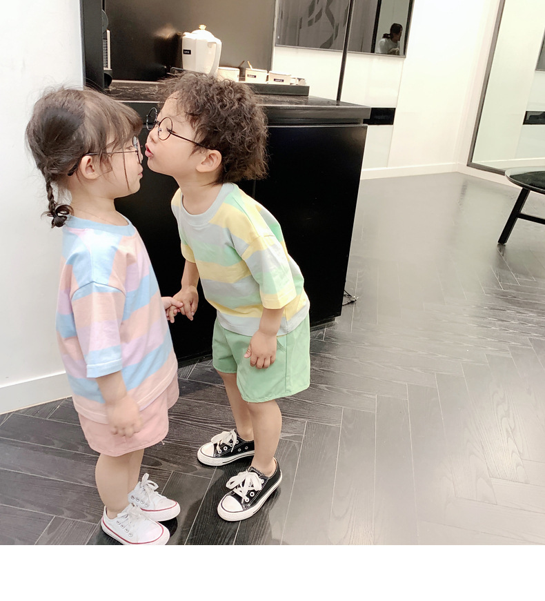 現貨出清 親子款 馬卡龍粉嫩條紋套裝 2件組