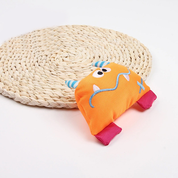 牛津布磨牙发声玩具 橙色怪物