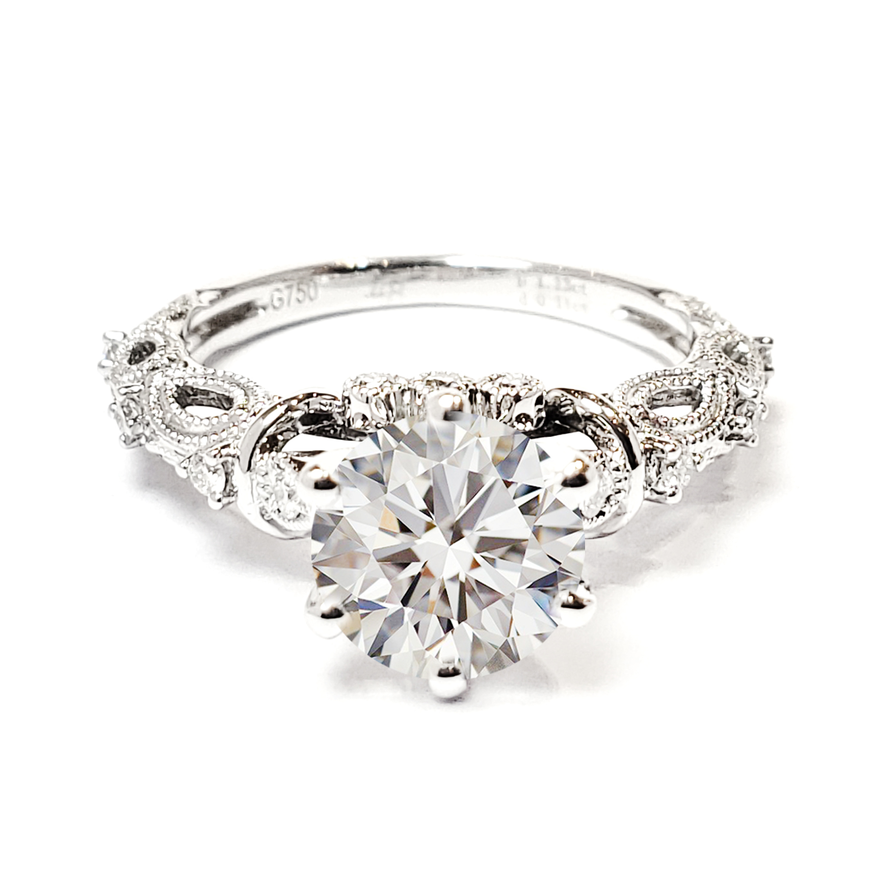 18K白金天然鑽石戒指托(RS22H23339B)