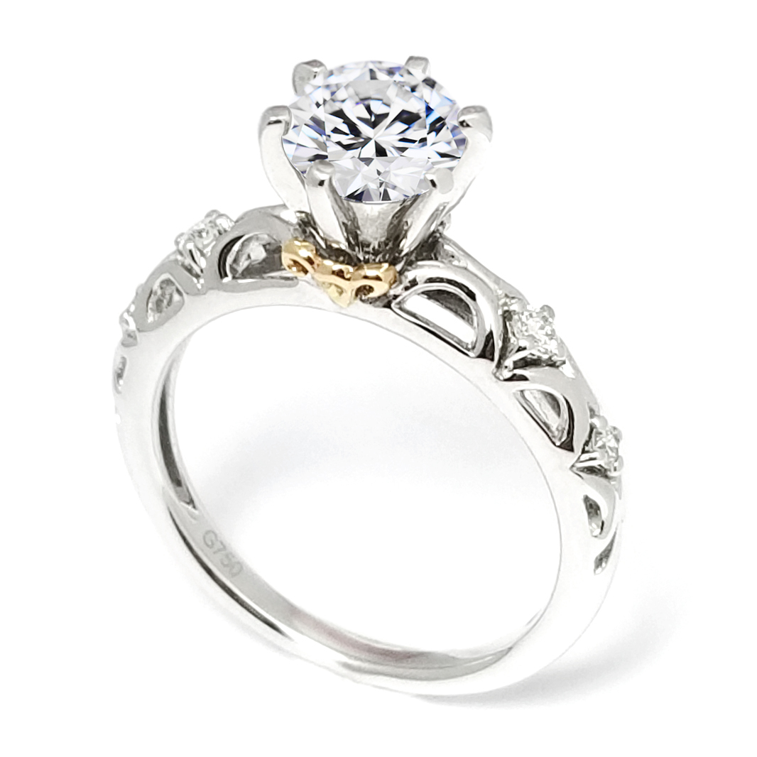 18K 白金/攻瑰金天然鑽石戒指托  (RS22RY23340A)