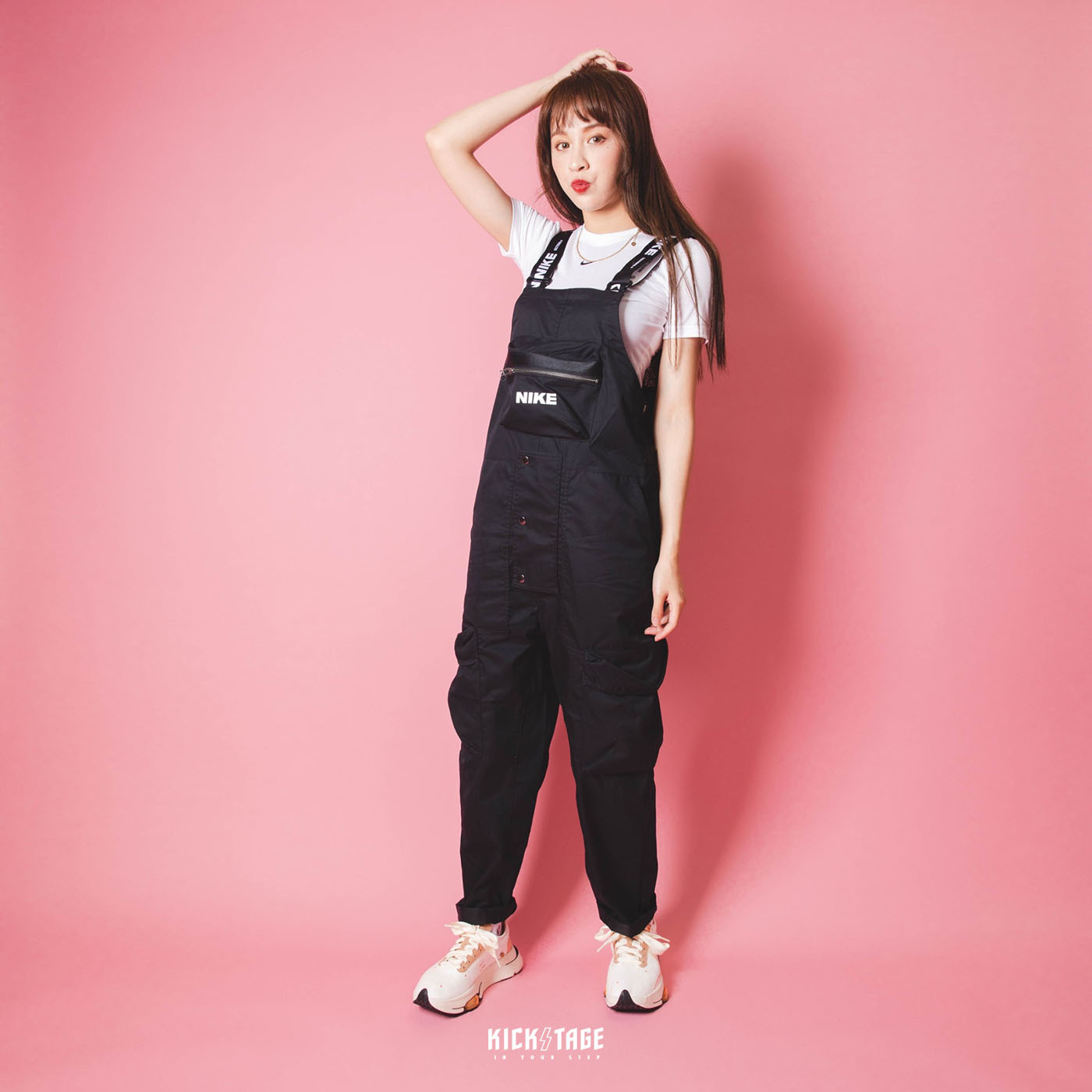 男女款NIKE NSW CITY MADE OVERALL JUMP SUIT 黑色串標大口袋工裝吊