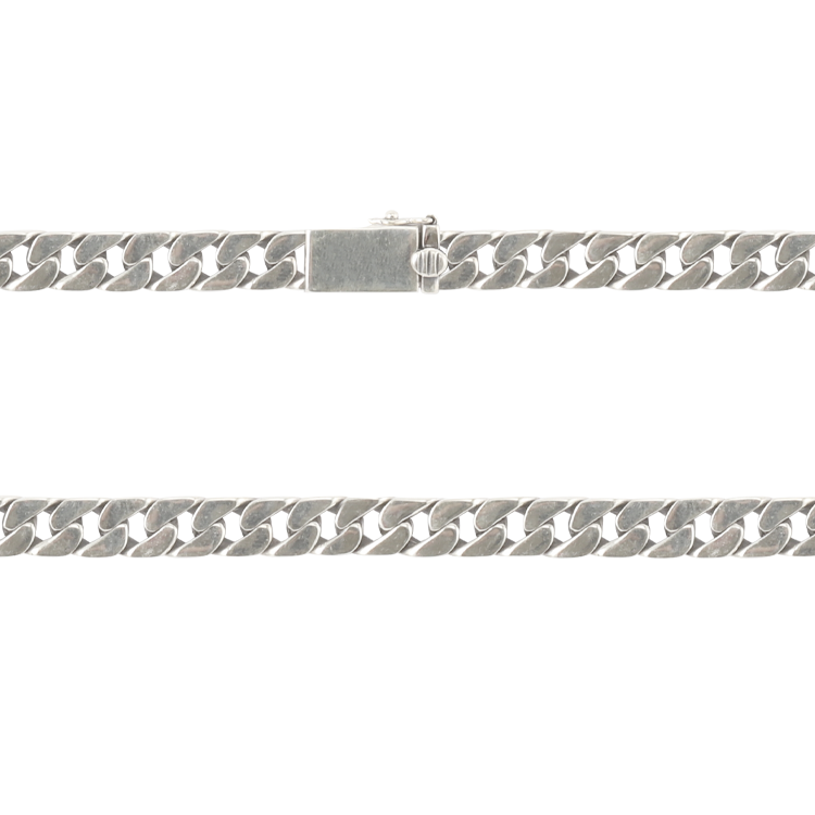 純銀鍊子，男士鍊子 Cuban Chain古巴鍊元素； 保險插扣設計（1860）