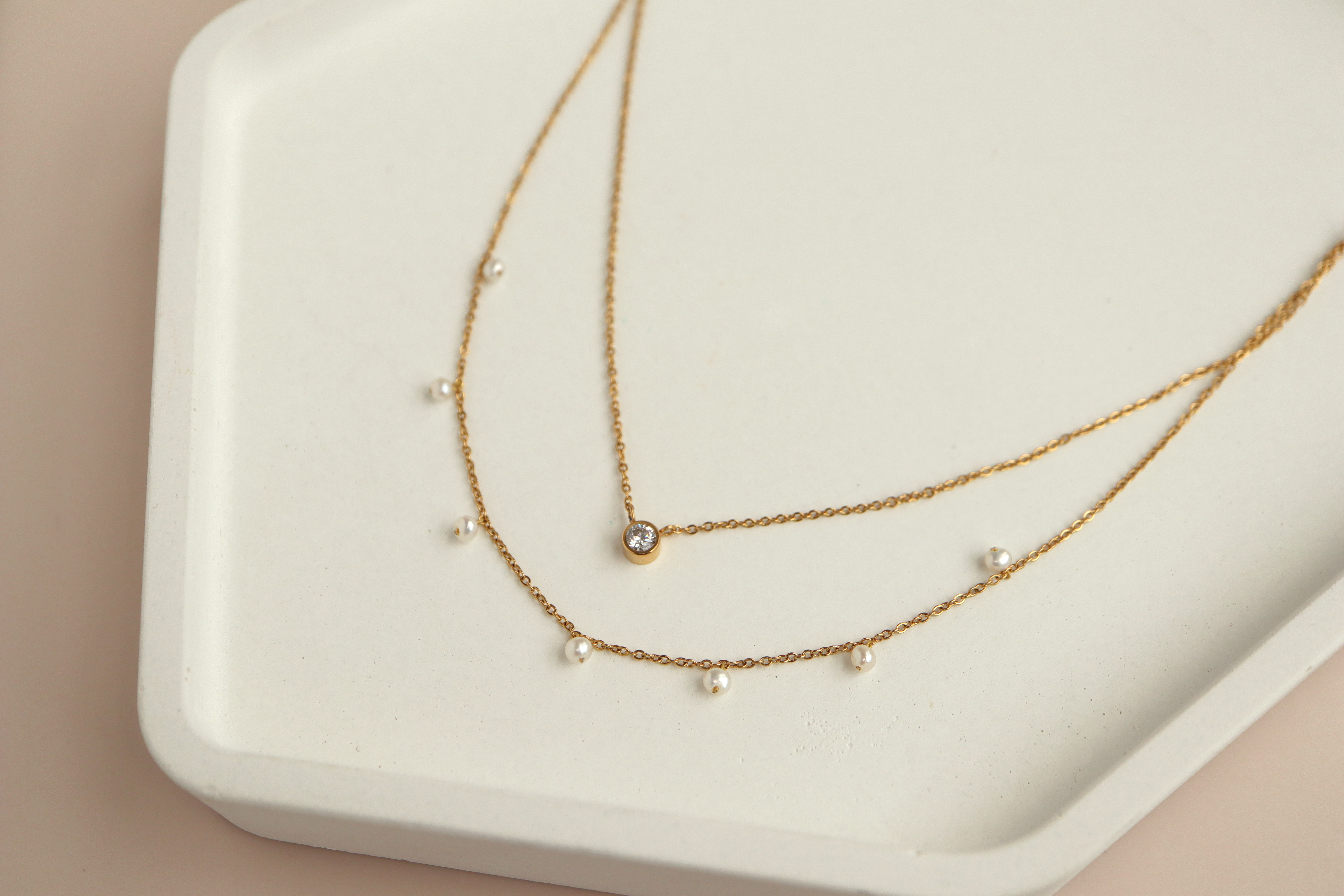 心靈伴侶 雙層單鑽項鍊｜Miestilo Jewelry設計師輕珠寶品牌｜舒飾質感每一刻