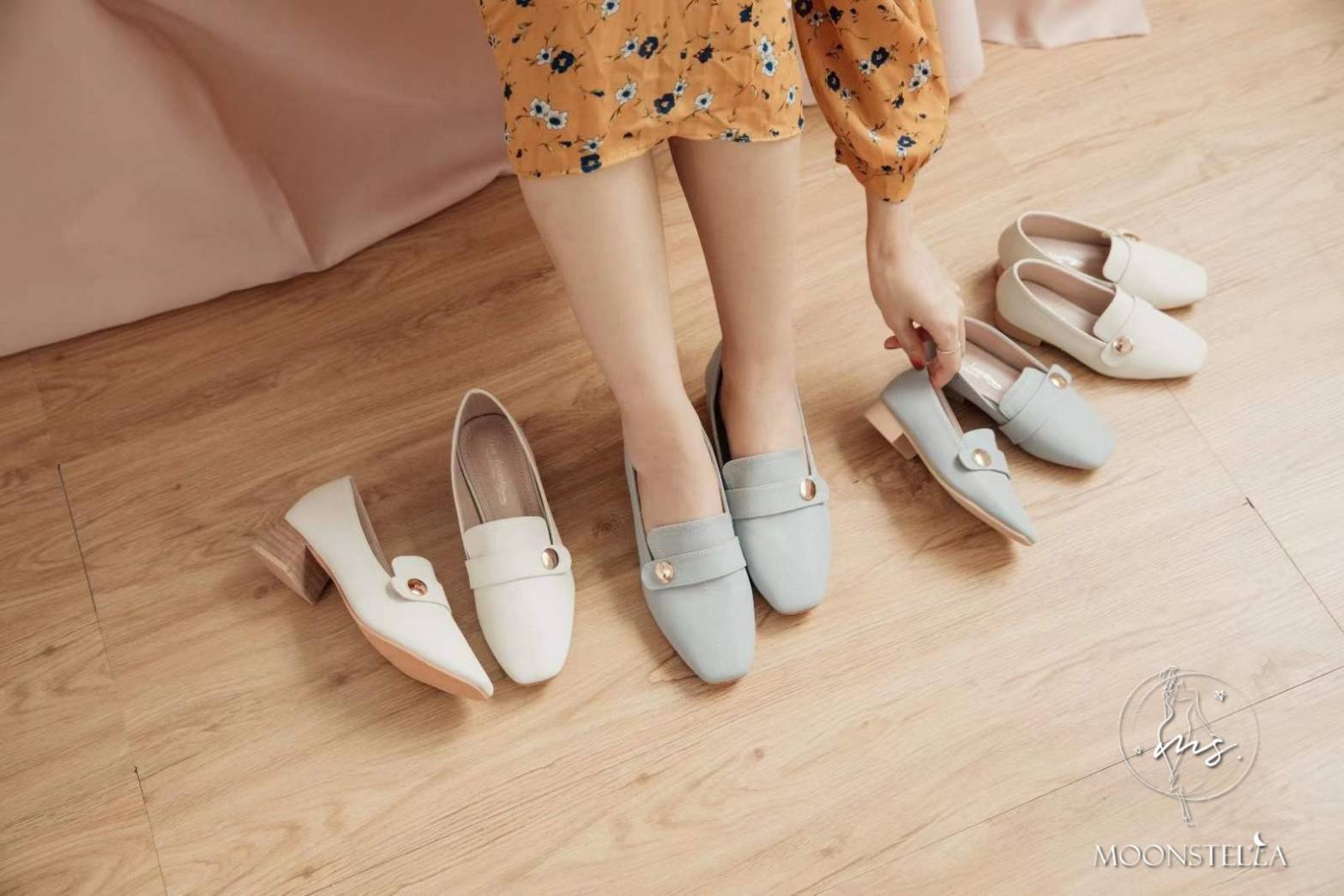 優雅圓釦小單鞋