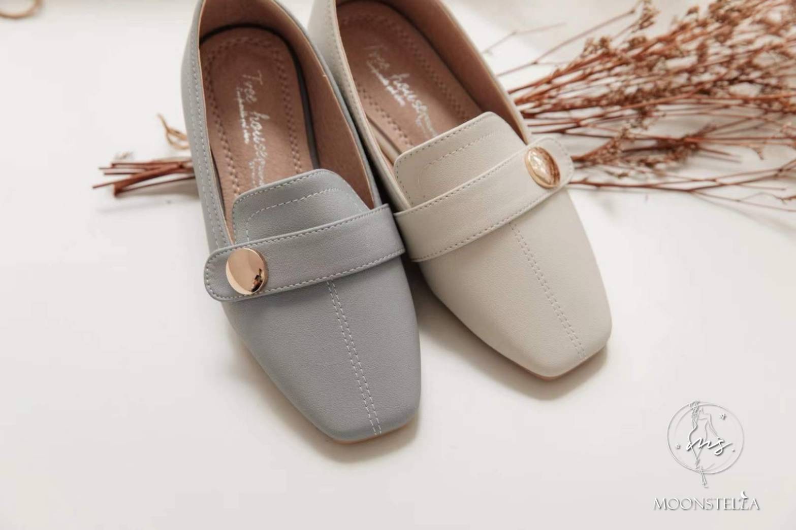 優雅圓釦小單鞋